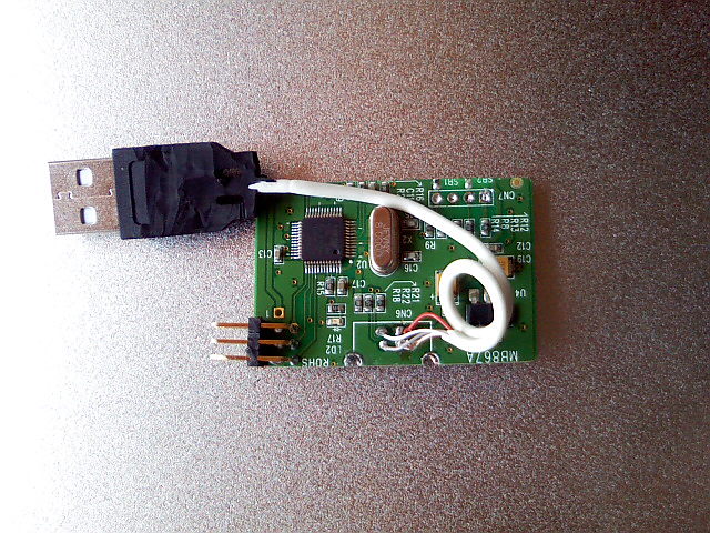 Connect header pin and USB cable to STM32 part of STM8S Discovery Kit